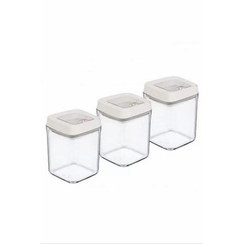 Vakumlu Erzak Kavanozu Kare 3lü Set Royaleks-OKY-234