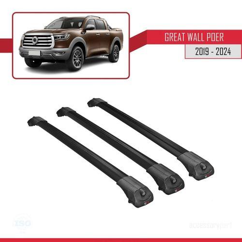 Great Wall Poer 2019 ve Sonrası ile uyumlu ACE-1 Ara Atkı Tavan Barı SİYAH 3 ADET BAR