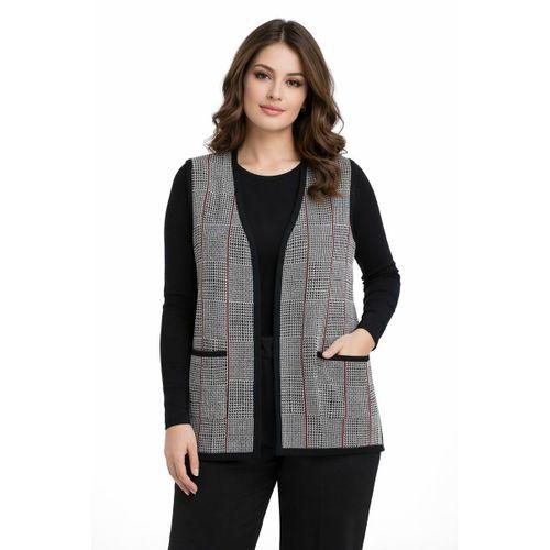 Kadın Anne Triko Yelek Kaz Ayağı Desen BGL-ST05299
