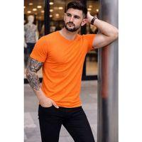 Erkek T-Shirt Bisiklet Yaka Slim Fit Dar Kesim Likralı Tişört Günlük Basic Body - Turuncu