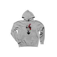 God Of War Kratos Face Gri Kapşonlu Sweatshirt Hoodie