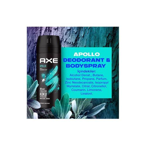 2 Adet Axe Erkek Sprey Deodorant Apollo 48 Saat Etkileyici Koku Vücut Spreyi 150 ml