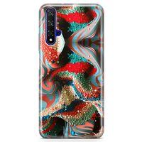 Honor View 20 Kılıf Kabartma İnciler Arka Kapak Koruma Desenli Full Koruyucu