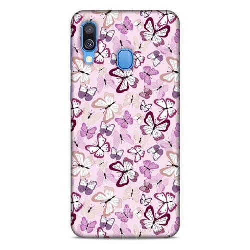 Samsung Galaxy A40 Kılıf Kelebek Etkisi (2) Kabı Mor Beyaz
