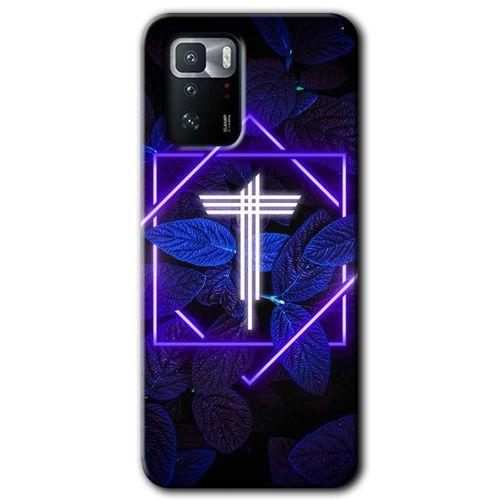 Poco x3 GT Kılıf HD Desen Baskılı Arka Kapak - Dark Neon Yaprak T Harfi