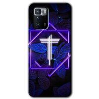 Poco x3 GT Kılıf HD Desen Baskılı Arka Kapak - Dark Neon Yaprak T Harfi