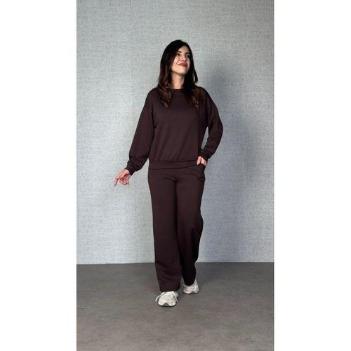 Kadın Uzun Kollu Bisiklet Yaka Viskon Iki Iplik Bluz Ve Pantolon Ikili Takım