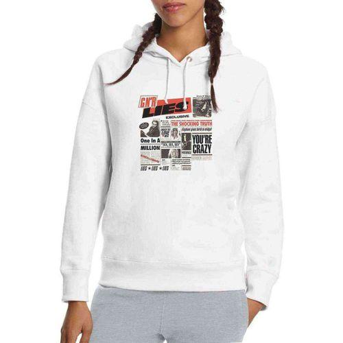 LIES Baskılı Beyaz Kadın Kapşonlu Sweatshirt