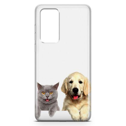 Huawei P40 Kılıf Scottish Fold Kedi Ve Köpek Arka Kapak Koruma Desenli Full Koruyucu