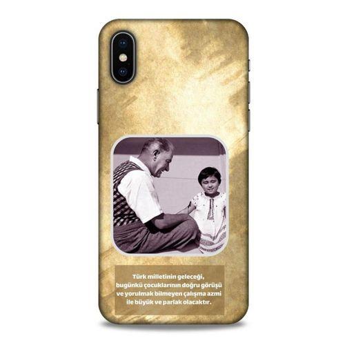 Apple Iphone X Kılıf Atatürk (2) Kabı Gold