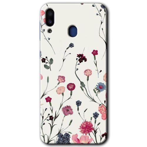 MRCİLETİSİM Samsung Galaxy M20 Kılıf HD Desen Baskılı Arka Kapak + Temperli Cam - Mat Çiçek