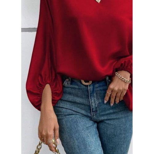 Kadın Tek Omuzu Açık Uzun Kollu Salaş Sandy Bluz
