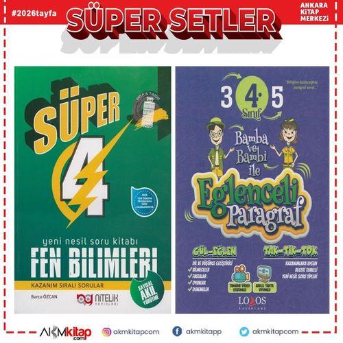 Nitelik Yayınları 4. Sınıf Fen Bilimleri Yeni Nesil Süper ve Lodos Eğlenceli Paragraf Soru Bankası Seti 2 Kitap