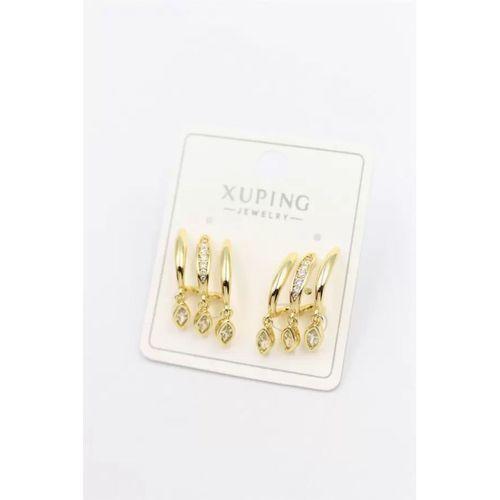 Taşlı Çoklu Görünümlü Küpe - Altın