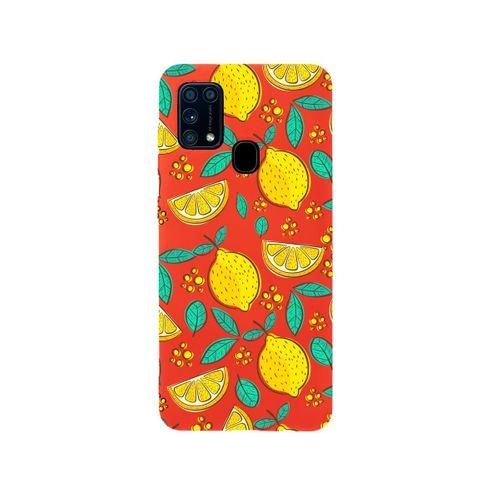 Samsung M30S Limon Desenli Premium Silikonlu Kırmızı Telefon Kılıfı
