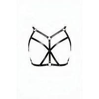 Siyah Göğüs Harness Çapraz Detaylı Suni Deri Vücut Aksesuarı - Brf247