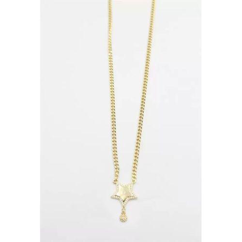 Taşlı Yıldız Vip Kolye - Altın