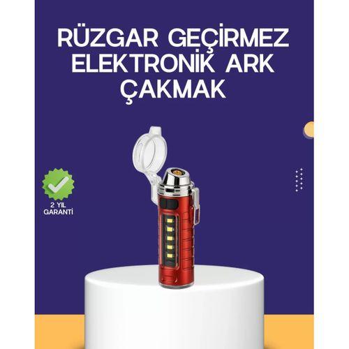 Usb Şarjlı Rüzgar Geçirmez Elektrikli Çakmak El Fenerli