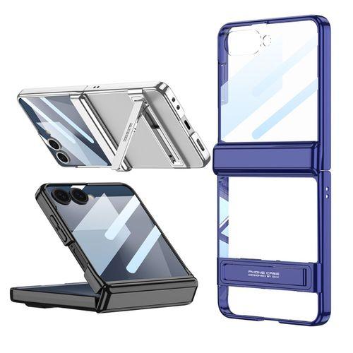 Galaxy Z Flip 7 Kılıf Kamera Korumalı Şeffaf Tasarımlı Zore Lego Standlı Kapak