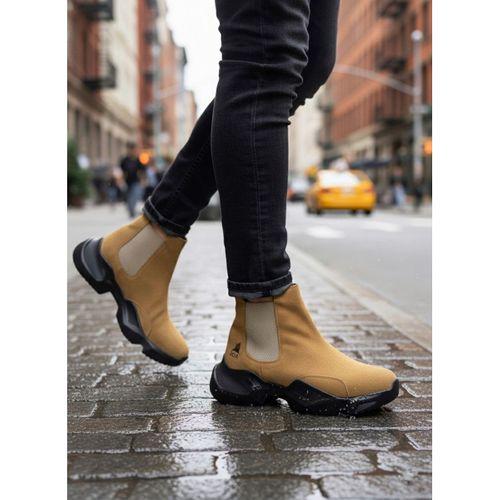 BA0444 Bağcıksız Rahat Yüksek Taban Camel Erkek Spor Yarım Bilek Bot