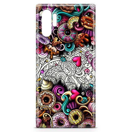 Samsung Galaxy Note 10 Plus Kılıf Donut Doodle Arka Kapak Koruma Desenli Full Koruyucu