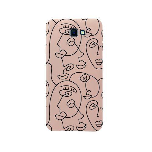 Samsung J7 Prime Face Art Premium Silikonlu Pembe Telefon Kılıfı