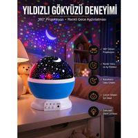 Yıldız Görünümlü Gece Lambası Renkli Masa Lambası Gökyüzü Projeksiyon