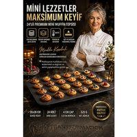 24'lü Mini Muffin Tepsisi Yapışmaz Teflon Kaplama Paslanmaz Çelik Cupcake Tartolet Kalıbı Fırın Tepsisi 35x26 cm 723469