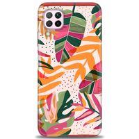 Huawei P40 Lite Kılıf HD Baskılı Kılıf - Turuncu Pembe + Tam Ekran Koruyucu