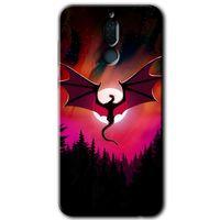 MRCİLETİSİM Huawei Mate 10 Lite Kılıf HD Desen Baskılı Arka Kapak + Temperli Cam - Dragon Night