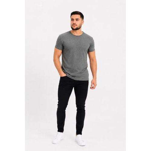 Erkek Basic Tişört Bisiklet Yaka Kısa Kol Günlük Yazlık Slim Fit T-Shirt - Antrasit