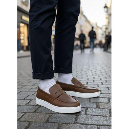 BA0580 Bağcıksız Kuşaklı Yüksek Taban Taba Cilt Erkek Ayakkabı