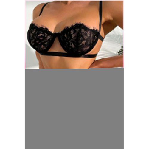 Kadın Siyah Dantelli Balenli Sütyen Külot Takım