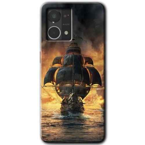 Potkal Hediye Fabrikası Oppo Reno 7 4G Kılıf HD Desen Baskılı Arka Kapak - Siyah İnci