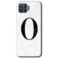 OPPO Oppo Reno 4 Lite Kılıf HD Desen Baskılı Arka Kapak - Beyaz Mermer Desenli O Harfi