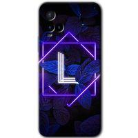 Vivo Y21 HD Baskılı Kılıf + 9D Tam Ekran Koruyucu - Dark Neon Yaprak L Harfi