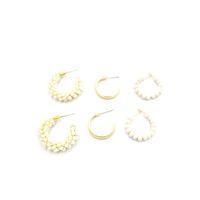 Boncuklu Küpe Seti - Krem