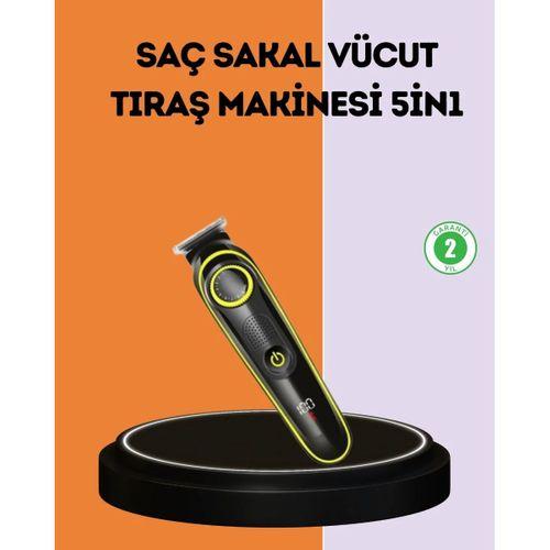 Led Ekranlı Şarjlı Saç Ve Sakal Kesme Makinesi Erkek Bakım Cihazı Çok Başlıklı Set