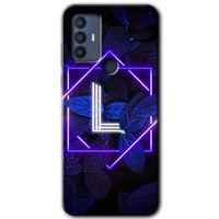 TCL 30 SE Kılıf HD Desen Baskılı Arka Kapak - Dark Neon Yaprak L Harfi