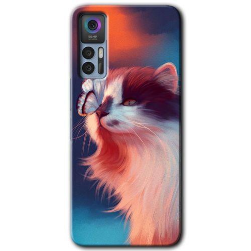 TCL 30 Plus Kılıf HD Desen Baskılı Arka Kapak - Cat Butterfly