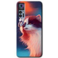 TCL 30 Plus Kılıf HD Desen Baskılı Arka Kapak - Cat Butterfly