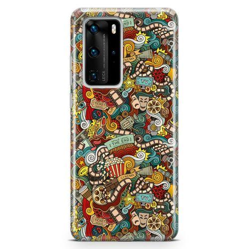 Huawei P40 Pro Kılıf Doodle Yeni Filmler Arka Kapak Koruma Desenli Full Koruyucu