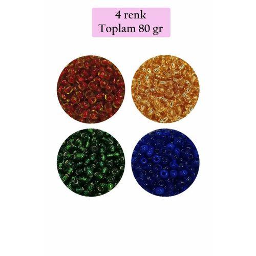 Dökme Cam Kum Boncuk (8/0) 3 mm - 4 Renk - Toplam 80 Gram - BNC424