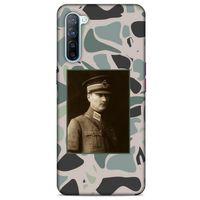 Oppo Reno 3 Kılıf Atatürk (16) Kalın Kılıf Kamuflaj Açık Yeşil