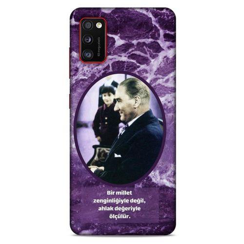Lopard Samsung Galaxy A41 Uyumlu Kılıf Atatürk (10) Full Koruma Kılıfı