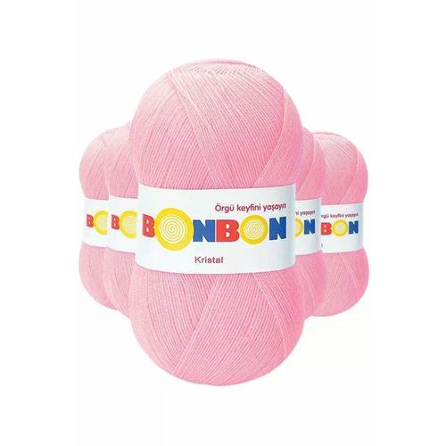 5 Adet Kristal El Örgü Lif İpi Şeker Pembe 98588 - bonbon mudanis
