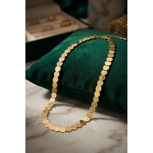 Plaka Model Gold Renk Pirinç Kadın Kolye