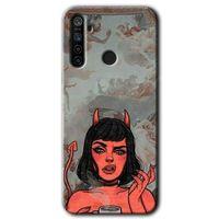 BeRa Aksesuar Realme 5i Kılıf Baskılı Kapak - Devil Girl +Tam Kaplayan Mat Seramik