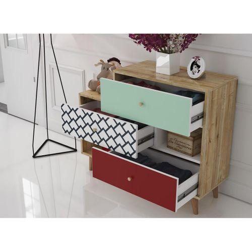 Colorado 3 Çekmeceli 3 Bölmeli Renkli Şifonyer - Minifiks