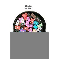30 Adet 10 mm Polimer Kil Fimo Boncuk Takı Bileklik + 1 Metre Lastikli Misina Hediye - Renkli Ayıcık